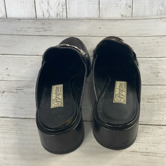 Brighton Classic Brown and Black Metal Embellished Leather Mules - Picture 4 of 11